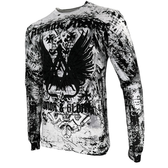 Archaic By Affliction Men's Long Sleeve T-shirt Achilles Wings Cross S-4XL - Picture 4 of 9
